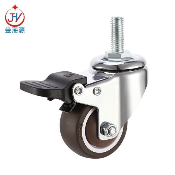 2 inch Heavy Duty Casters with Brake, Locking Casters with 360 Degree No Noise PVC Wheels, Swivel Plate Castors - Image 6