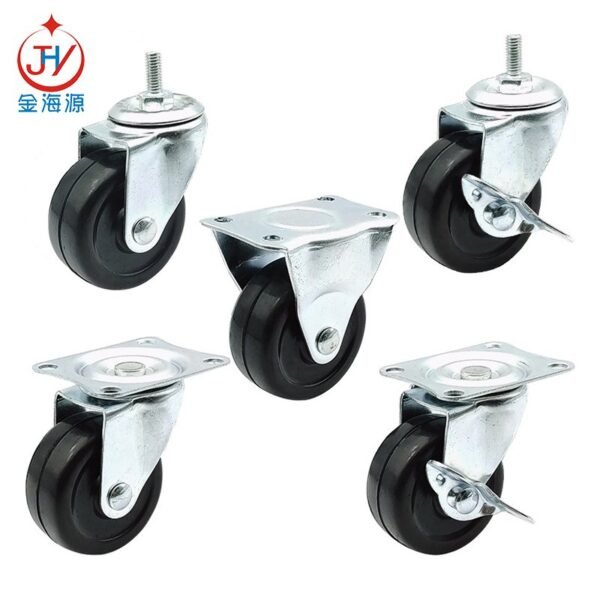 2 inch Heavy Duty Casters with Brake, Locking Casters with 360 Degree No Noise PVC Wheels, Swivel Plate Castors - Image 4