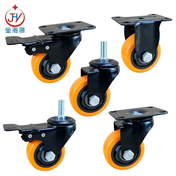 2 inch Heavy Duty Casters with Brake, Locking Casters with 360 Degree No Noise PVC Wheels, Swivel Plate Castors - Image 3