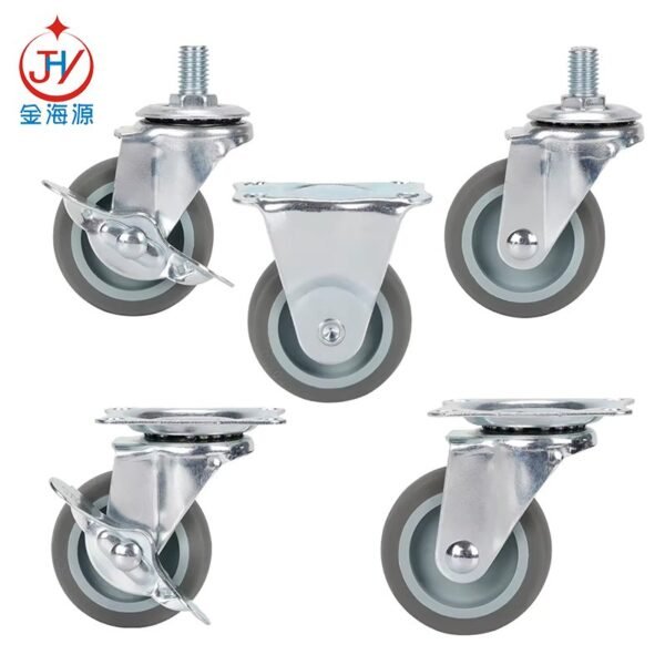 Hot Sale transparent PU Rubber Furniture Wheels Swivel 3 Inch 75 mm Black Roller blade Office Chair Caster - Image 4