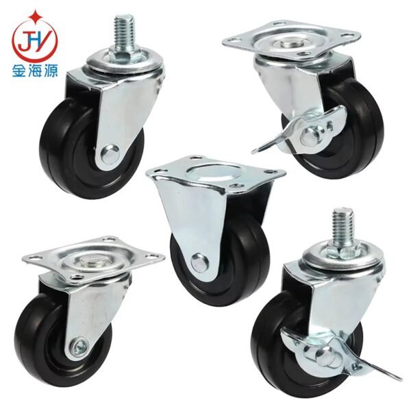 PP casters wheels manufacturer industrial Castors 1.5"2"2.5" inch Black For Furniture Locking Bed Table Small Swivel With Brake - Image 4